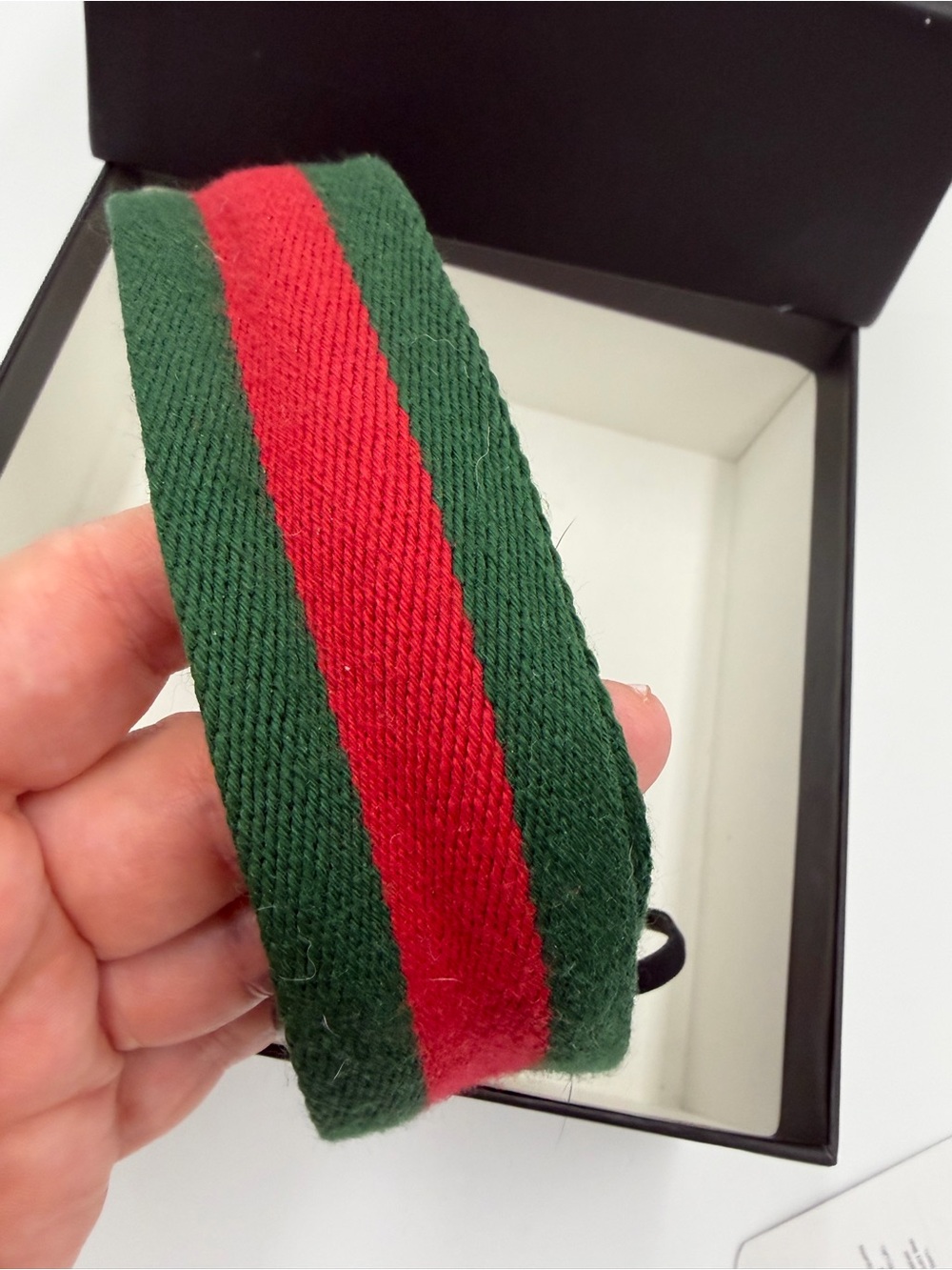 Gucci Women’s Black Leather & Web Stripe Belt with Gold Double G Buckle 85-34 - Picture 8 of 9